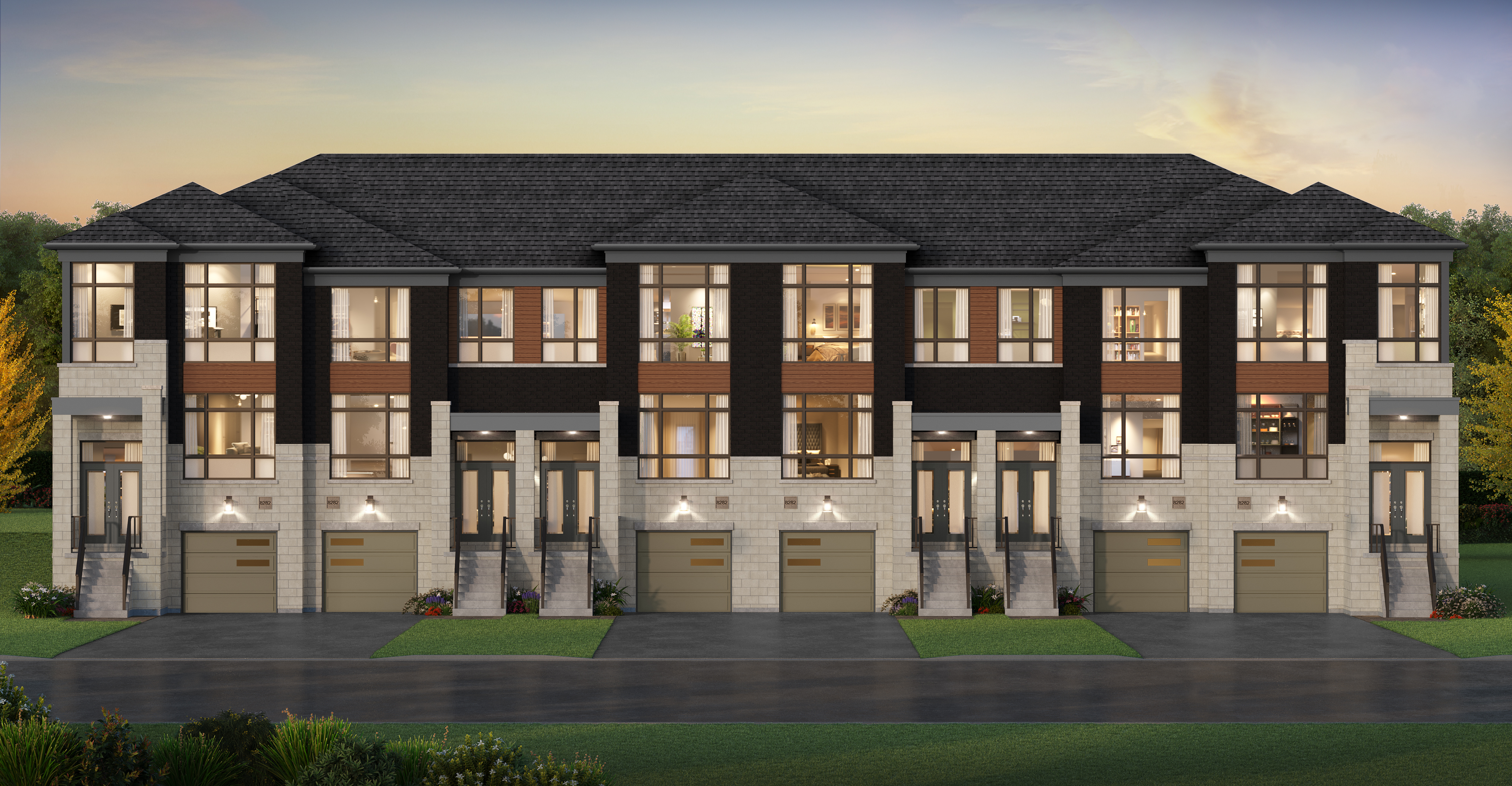 Artist rendering of townhome complex in New Seaton, Pickering, ON