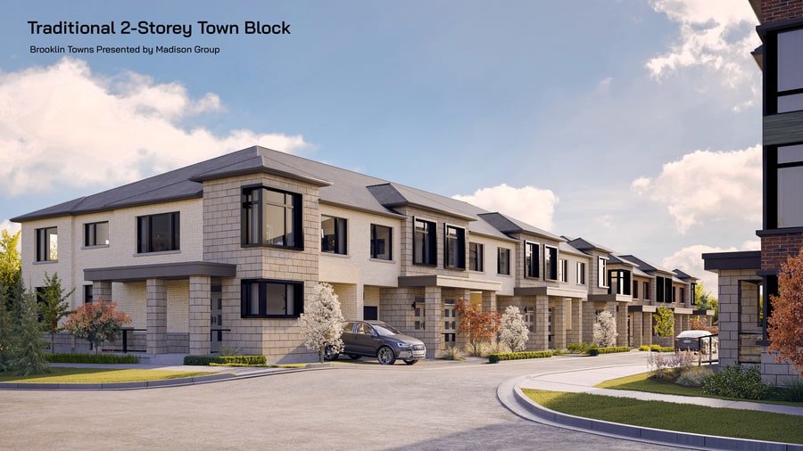 Rendering of 2-story townhome development, Brooklin Towns