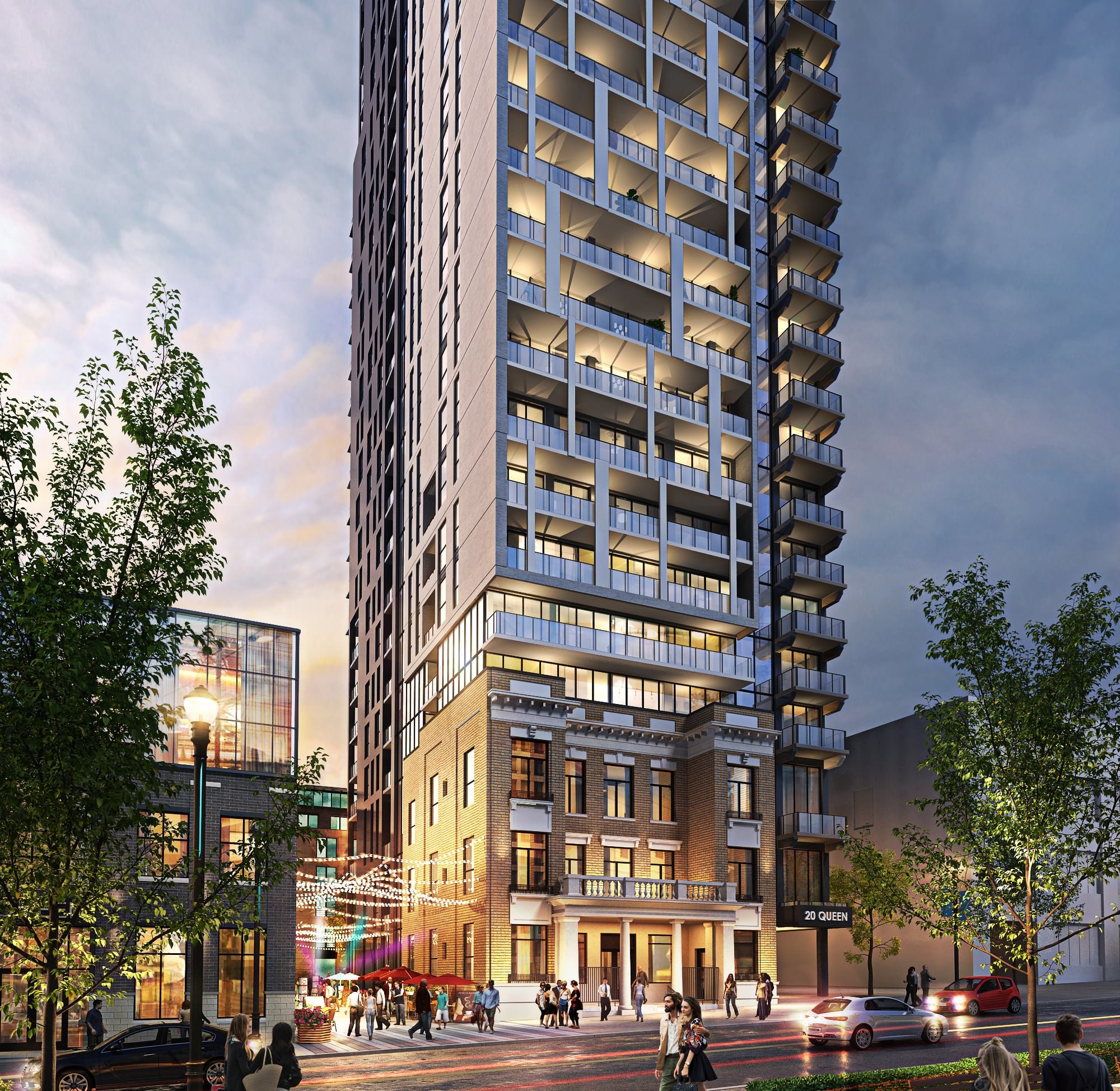Rendering of future condo complex Q Condos in Downtown Kitchener, ON