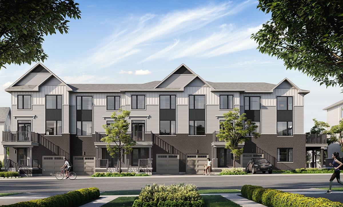 Artist rendering of townhome complex in The Heights of Harmony, Oshawa