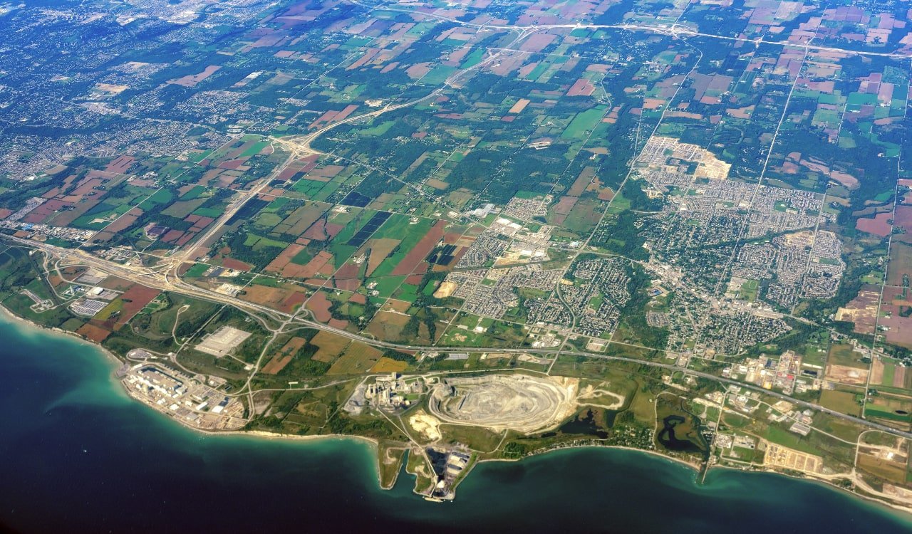 Aerial view of Clarington, ON and surrounding areas