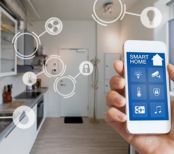 Smart home device being used in a home