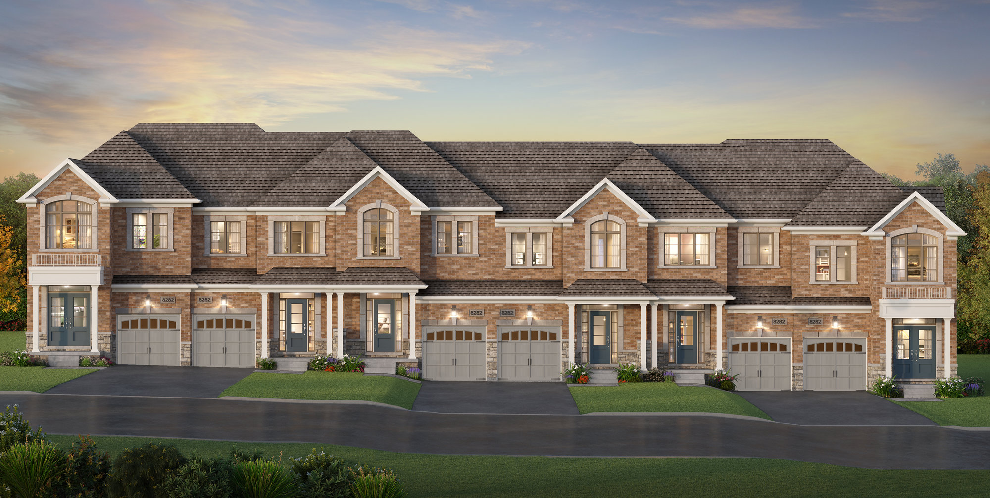 Artist rendering of exterior townhomes for sale, soon to be New Seaton, Pickering, ON