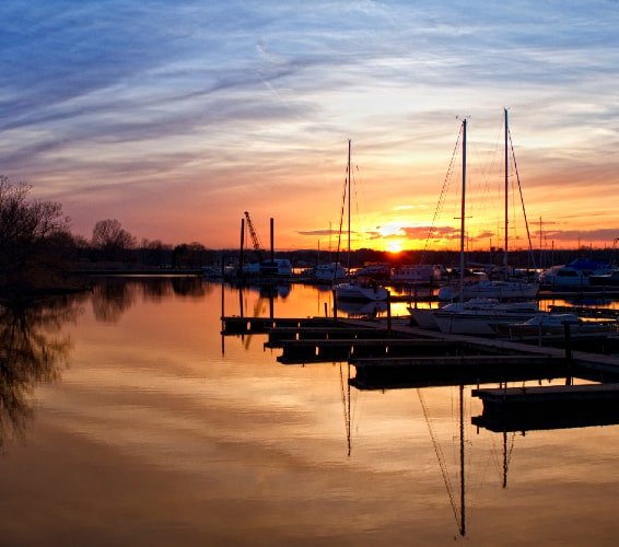 Sunset view of bay in Pickering